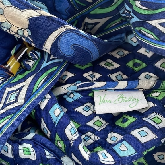 Vera Bradley Quilted Mediterranean Mosaic Blue Large Shoulder Tote - Picture 9 of 16